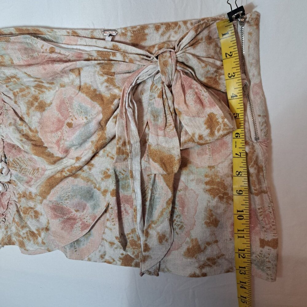 NWOT Free People Sweet As Beach Linen Mini Skirt Size 0 Color Neutral Combo - Picture 12 of 15